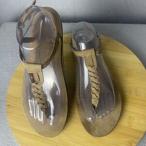 Rainbow Sandals Womens Braided Thong Adjustable‎ Ankle Strap XL Size Tan Shoes